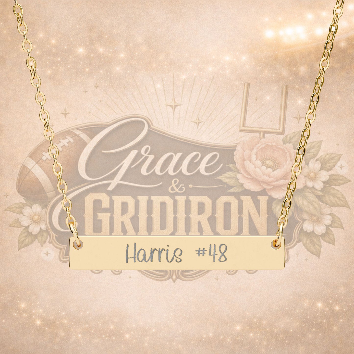 Personalized Football Mom Engraved Bar Necklace | Custom Player Name & Number Necklace | Game Day Jewelry Gift | Football Mama Keepsake
