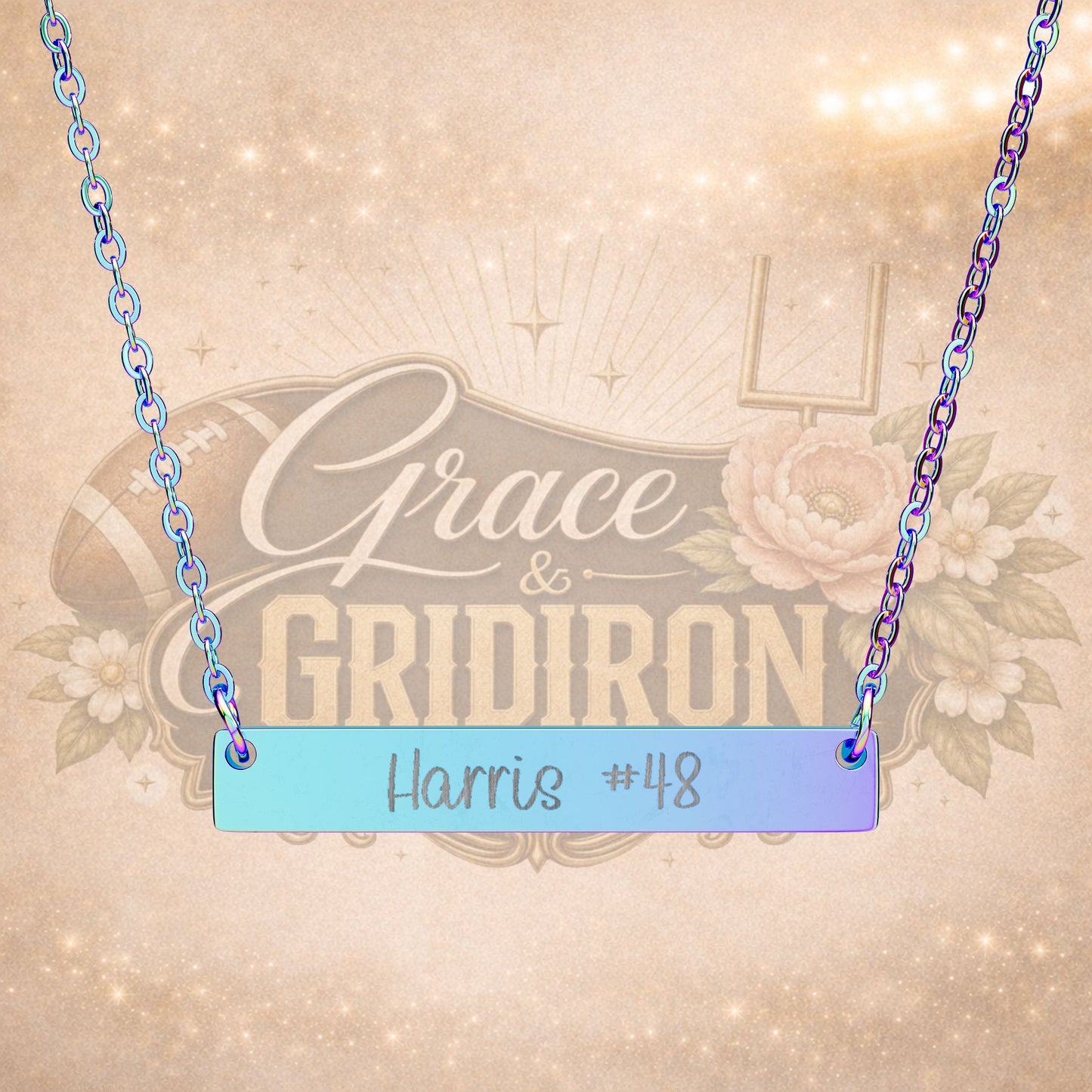 Personalized Football Mom Engraved Bar Necklace | Custom Player Name & Number Necklace | Game Day Jewelry Gift | Football Mama Keepsake