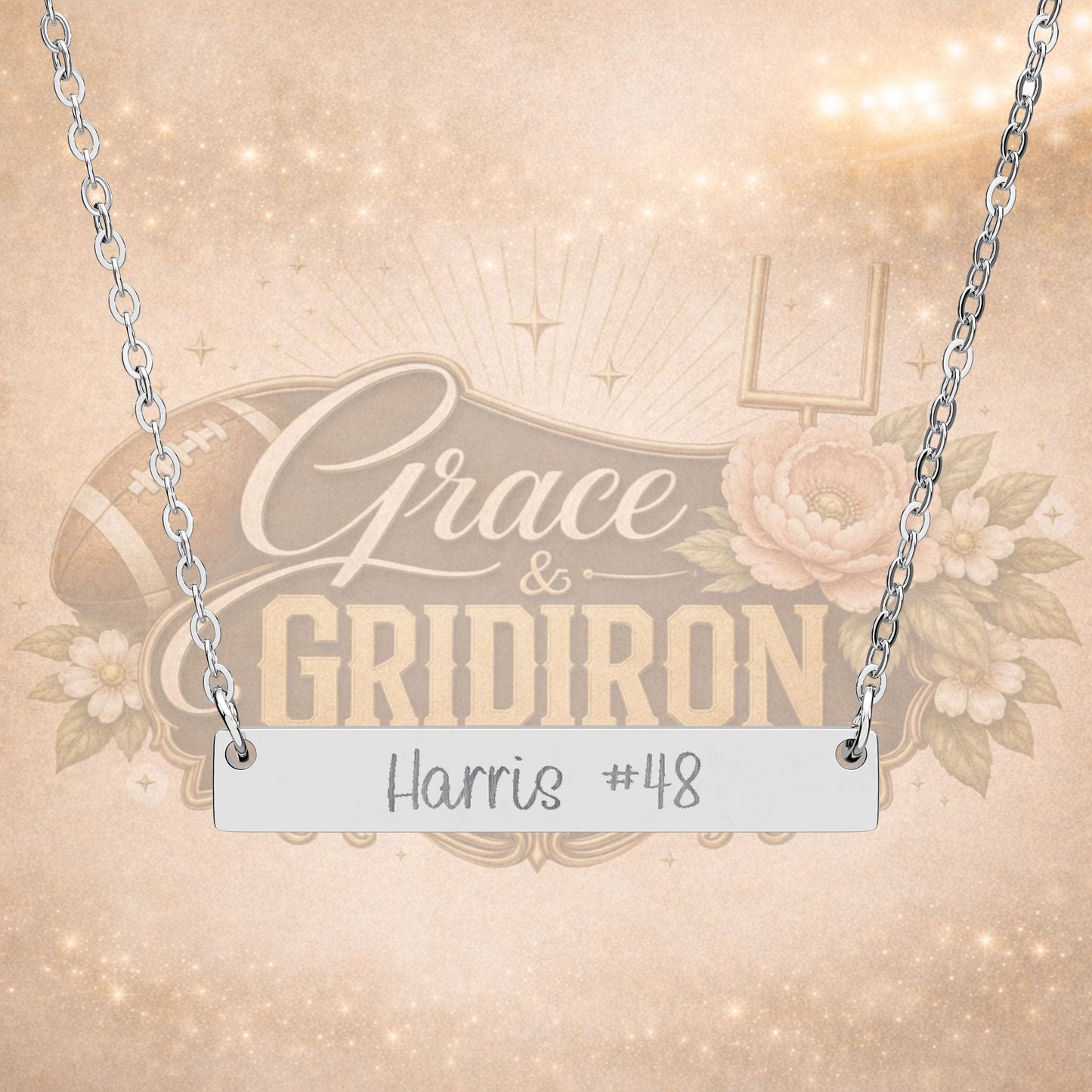 Personalized Football Mom Engraved Bar Necklace | Custom Player Name & Number Necklace | Game Day Jewelry Gift | Football Mama Keepsake