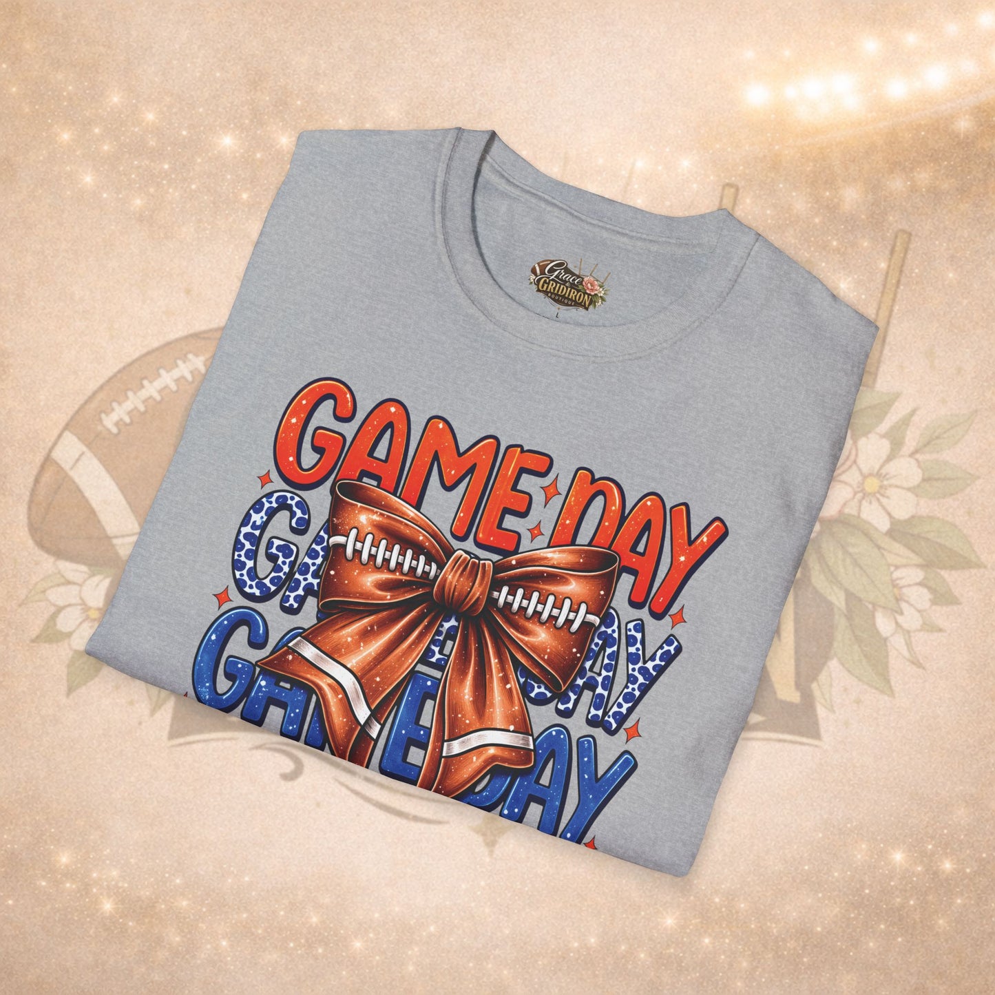 Game Day Bow Shirt | Football Game Day Tee | Cute Football Shirt | Football Mom Tee | Orange Blue Game Day Shirt