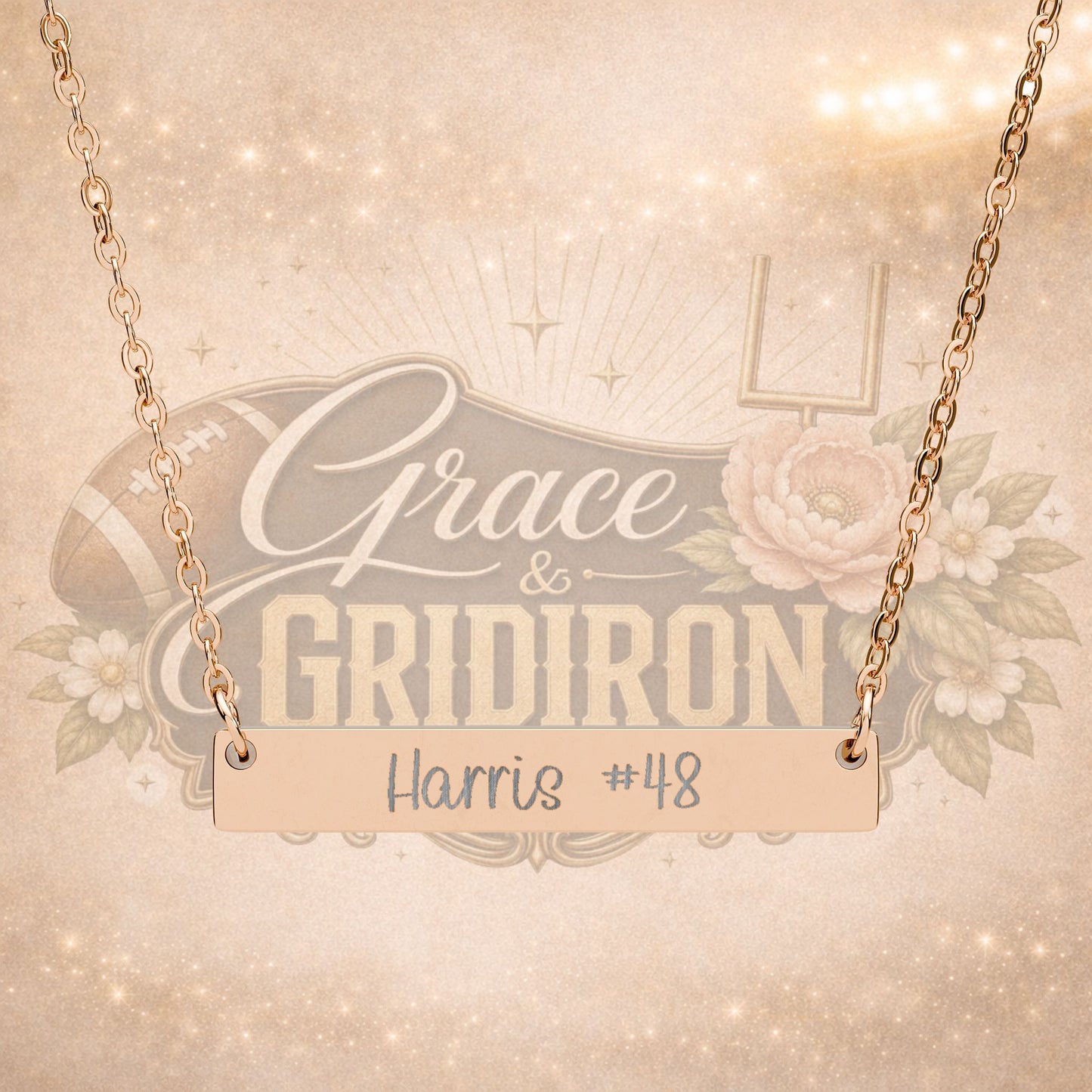 Personalized Football Mom Engraved Bar Necklace | Custom Player Name & Number Necklace | Game Day Jewelry Gift | Football Mama Keepsake