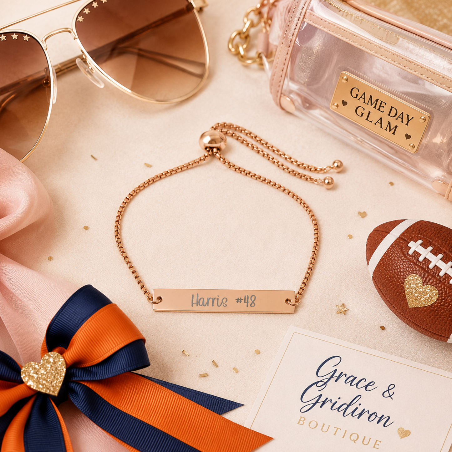 Personalized Football Mom Engraved Bracelet | Custom Player Name & Number Bracelet | Game Day Jewelry Gift | Football Mama Bracelet