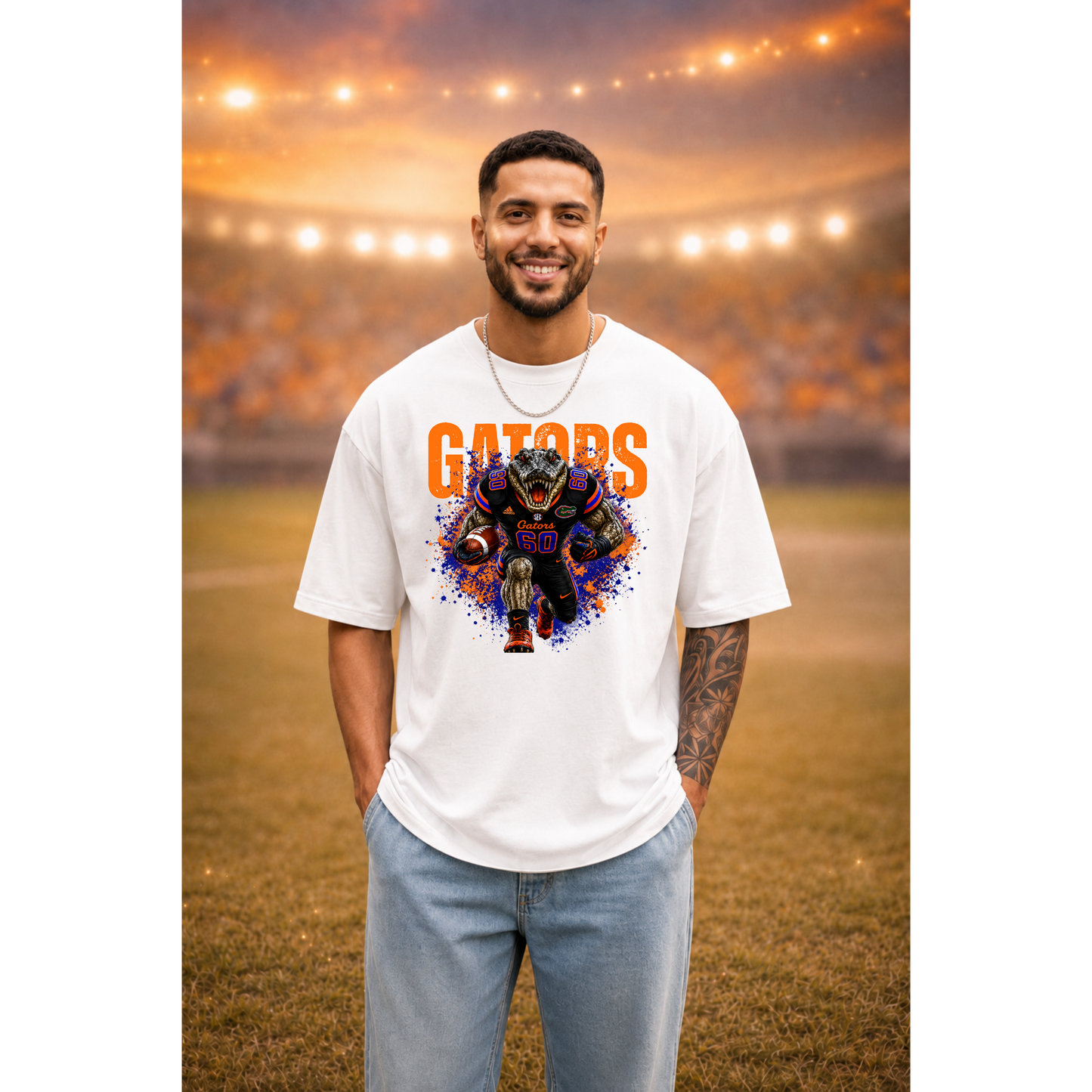 Touchdown Terror | Fierce Football Mascot Design | Orange Blue Team Spirit Graphic