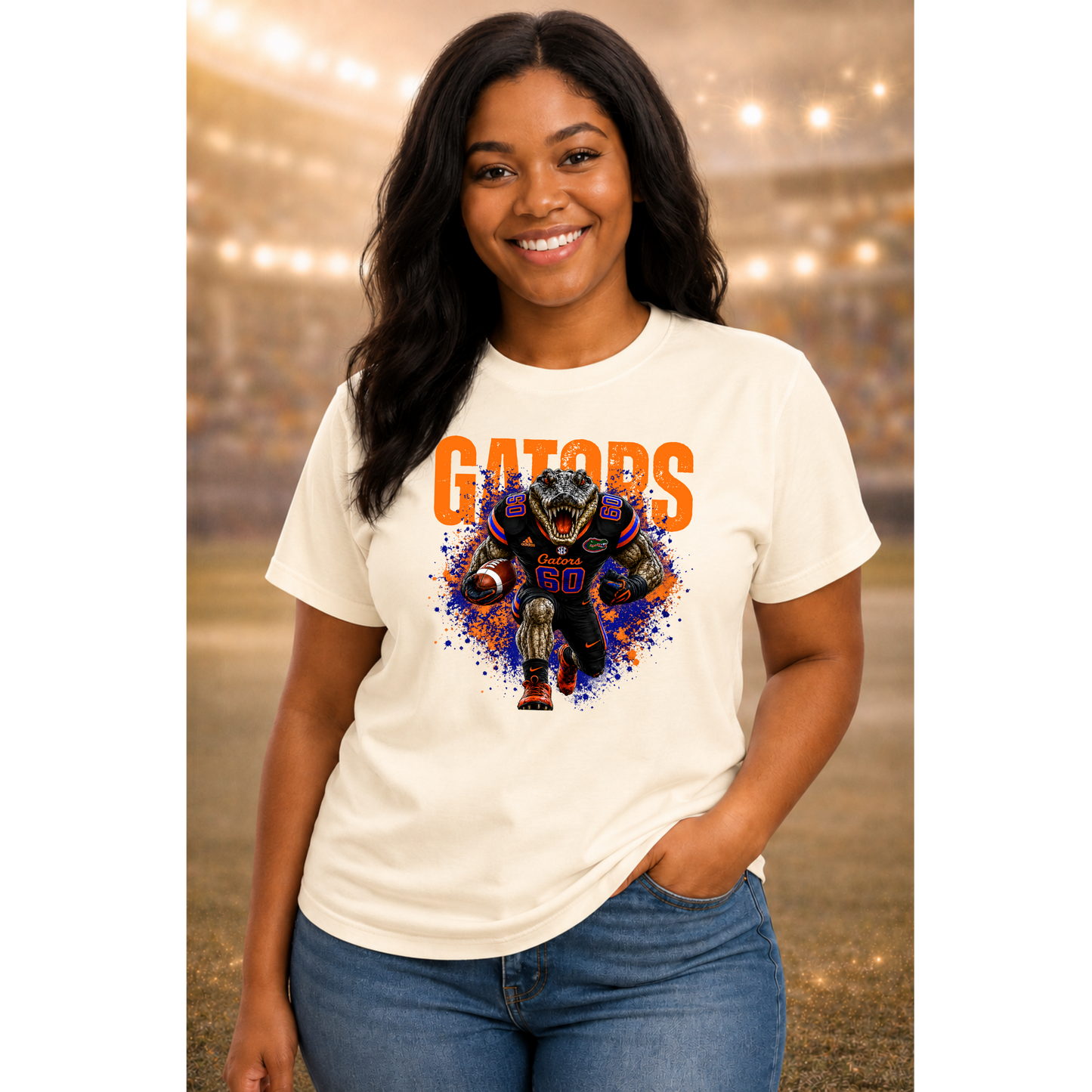 Touchdown Terror | Fierce Football Mascot Design | Orange Blue Team Spirit Graphic