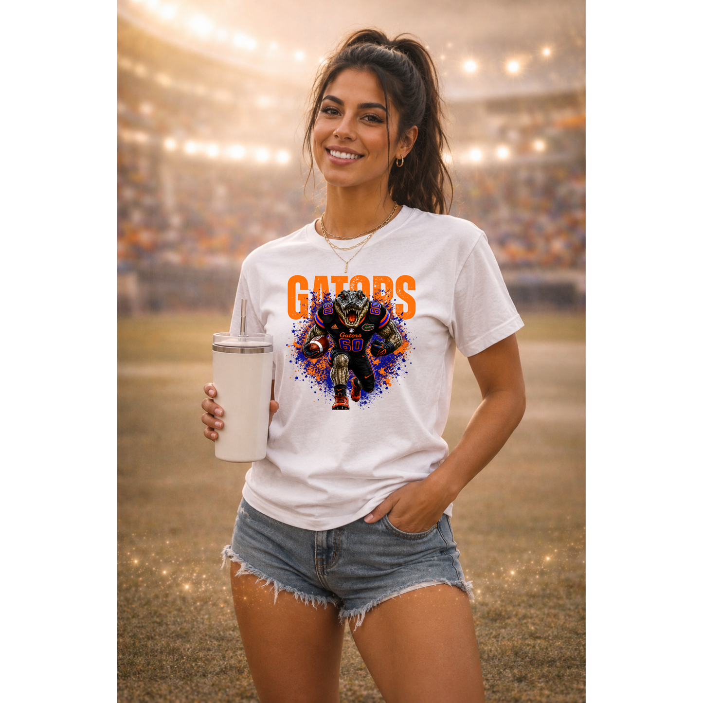 Touchdown Terror | Fierce Football Mascot Design | Orange Blue Team Spirit Graphic
