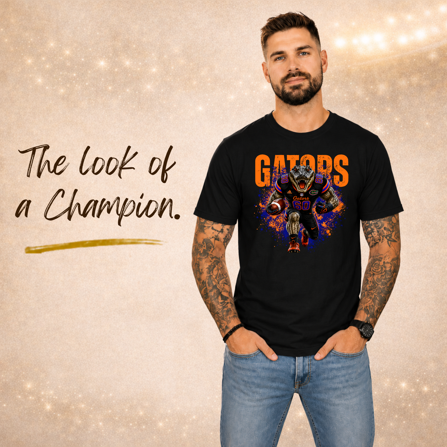 Touchdown Terror | Fierce Football Mascot Design | Orange Blue Team Spirit Graphic