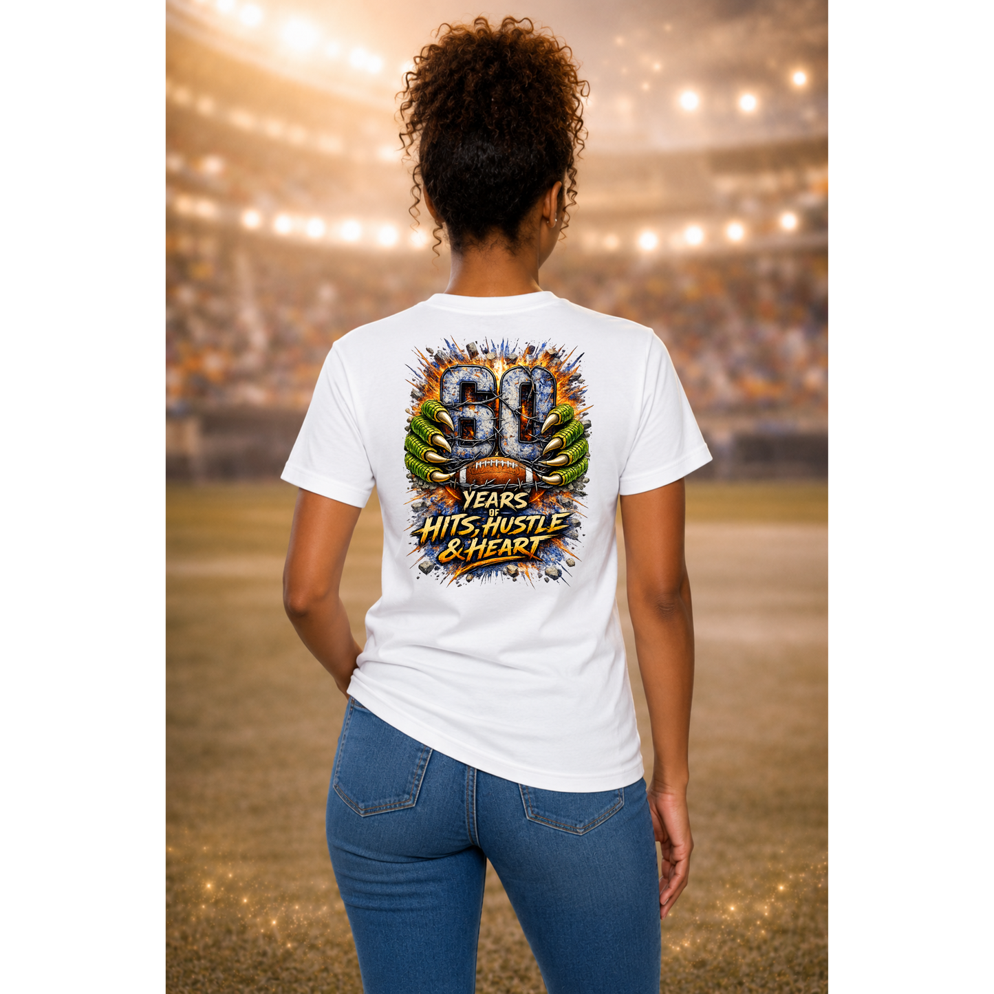 60 Years of Hits Hustle & Heart Shirt | Vintage Football Game Day Tee | Gator Pride Anniversary Graphic Shirt