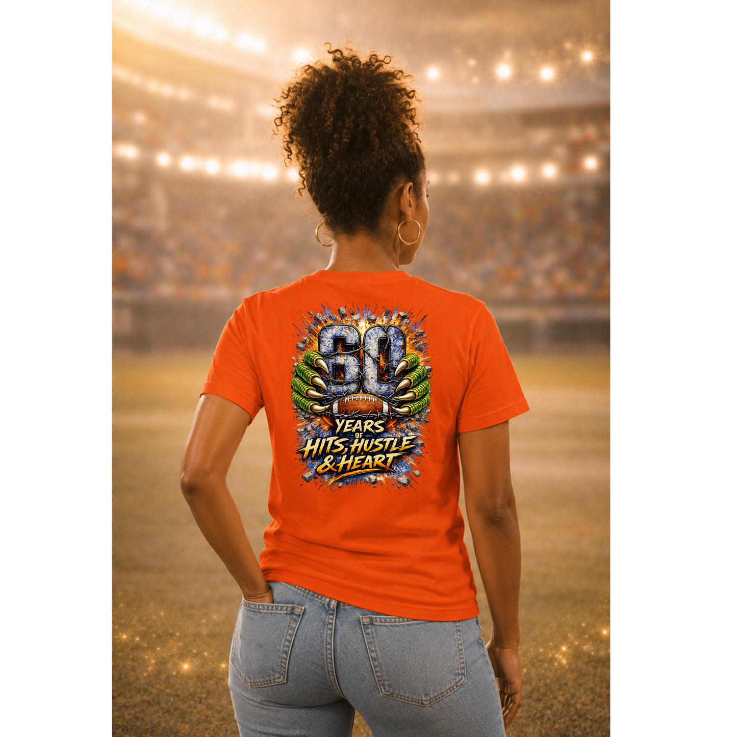 60 Years of Hits Hustle & Heart Shirt | Vintage Football Game Day Tee | Gator Pride Anniversary Graphic Shirt
