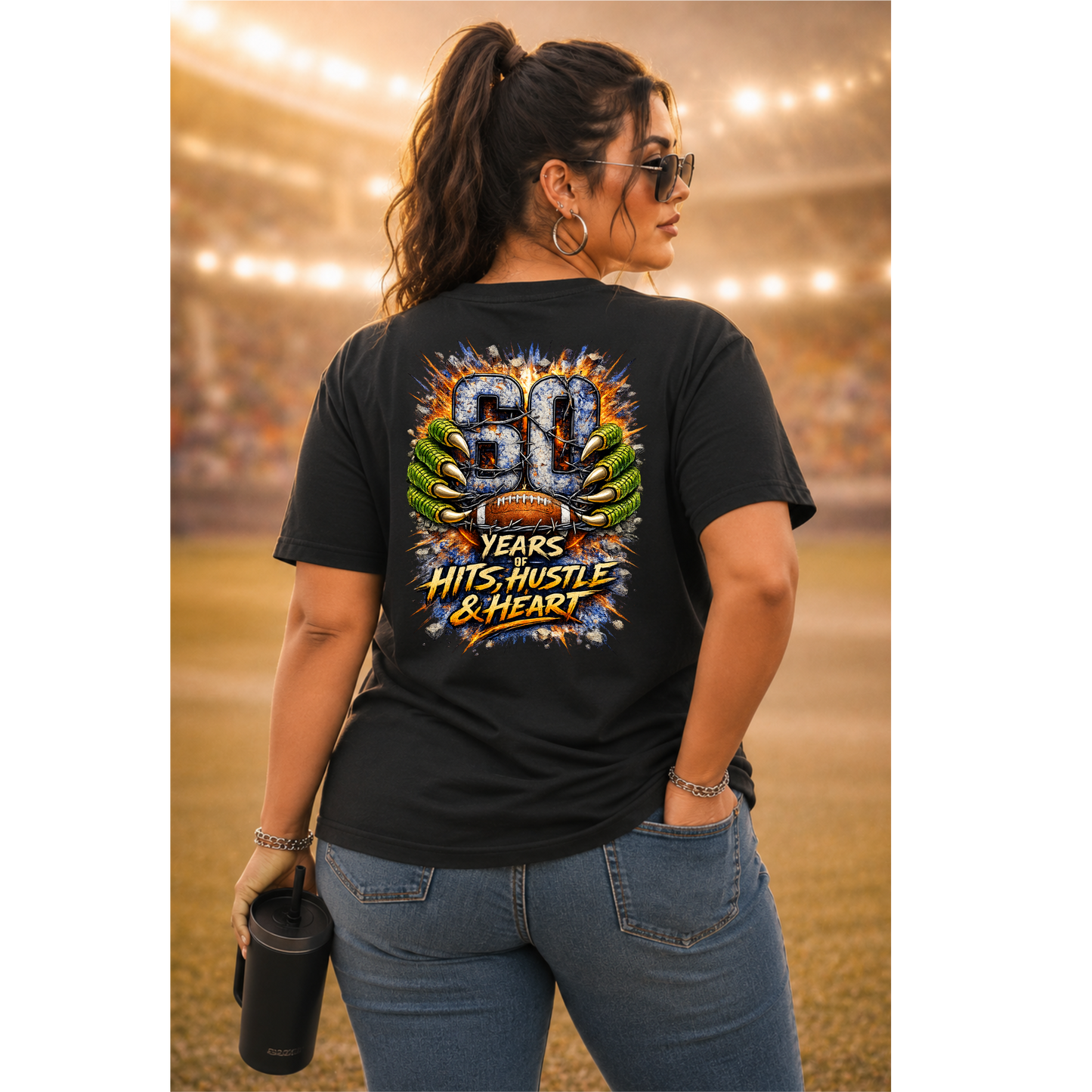 60 Years of Hits Hustle & Heart Shirt | Vintage Football Game Day Tee | Gator Pride Anniversary Graphic Shirt