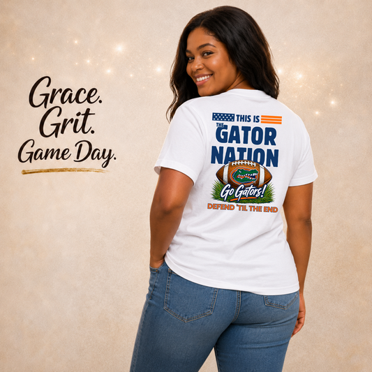 Gator Nation Football T-Shirt | Florida Football Game Day Tee | Go Gators Fan Apparel | Orange Blue Stadium Graphic Shirt