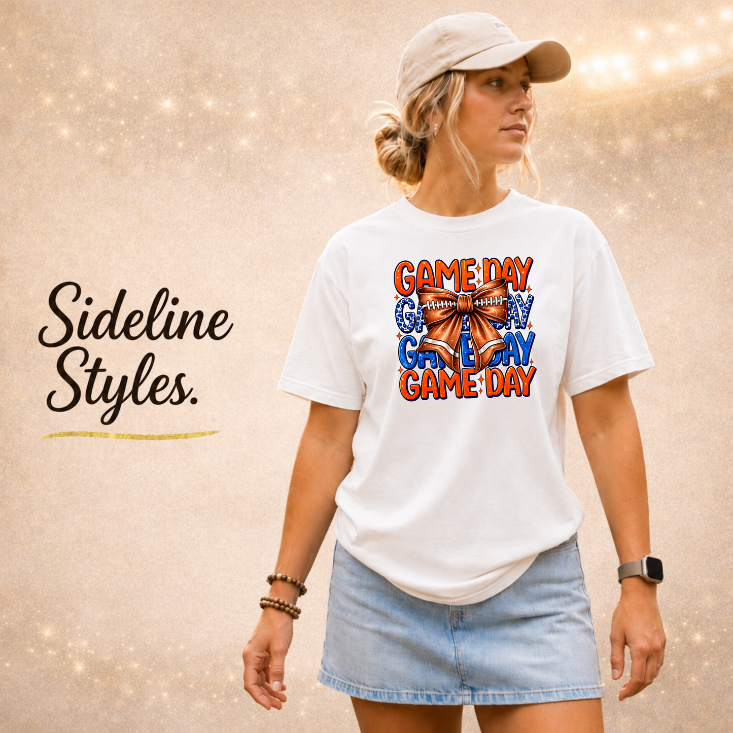 Game Day Bow Shirt | Football Game Day Tee | Cute Football Shirt | Football Mom Tee | Orange Blue Game Day Shirt