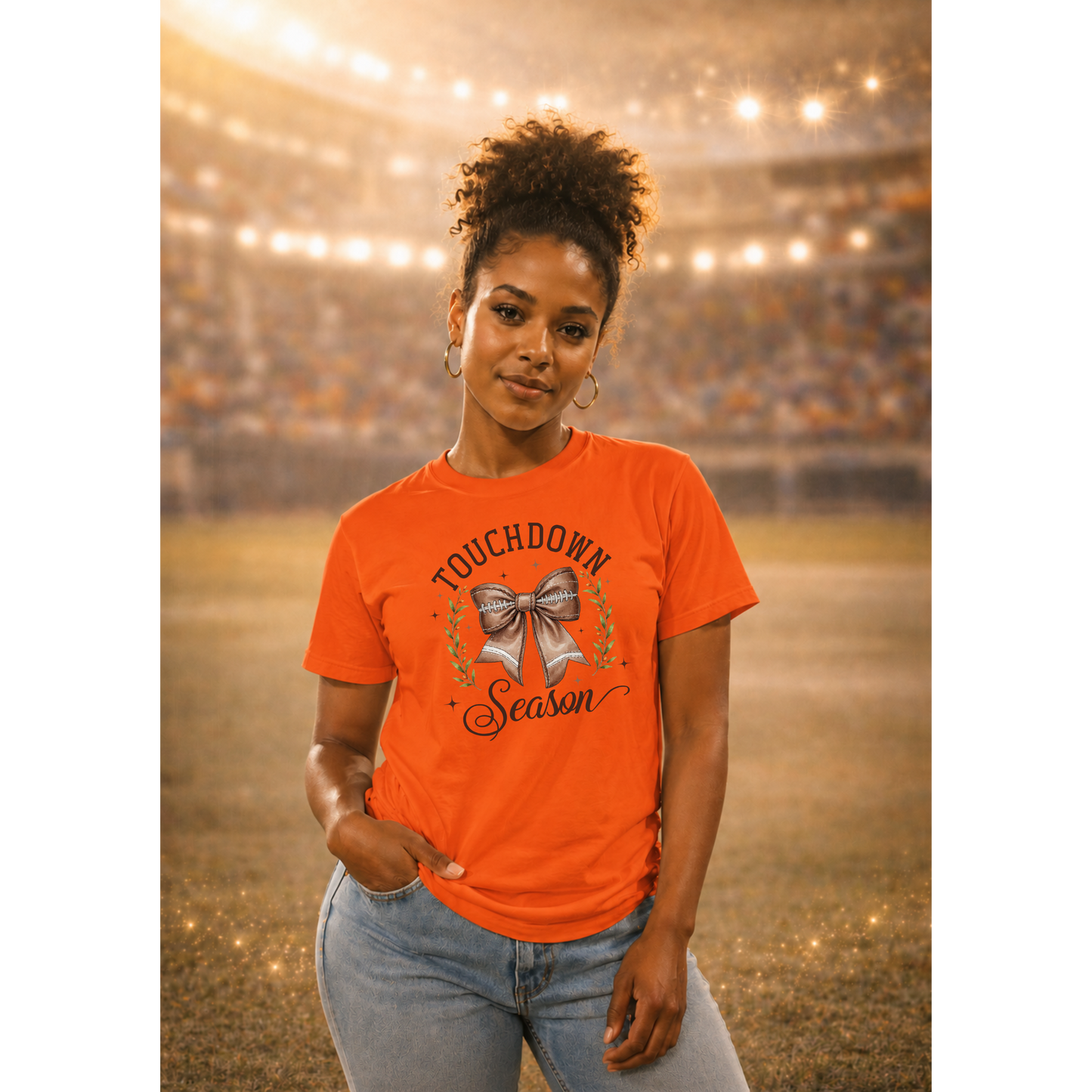 Touchdown Season Shirt | Football Bow Tee | Game Day Shirt | Football Mom Shirt | Cute Fall Football Tee
