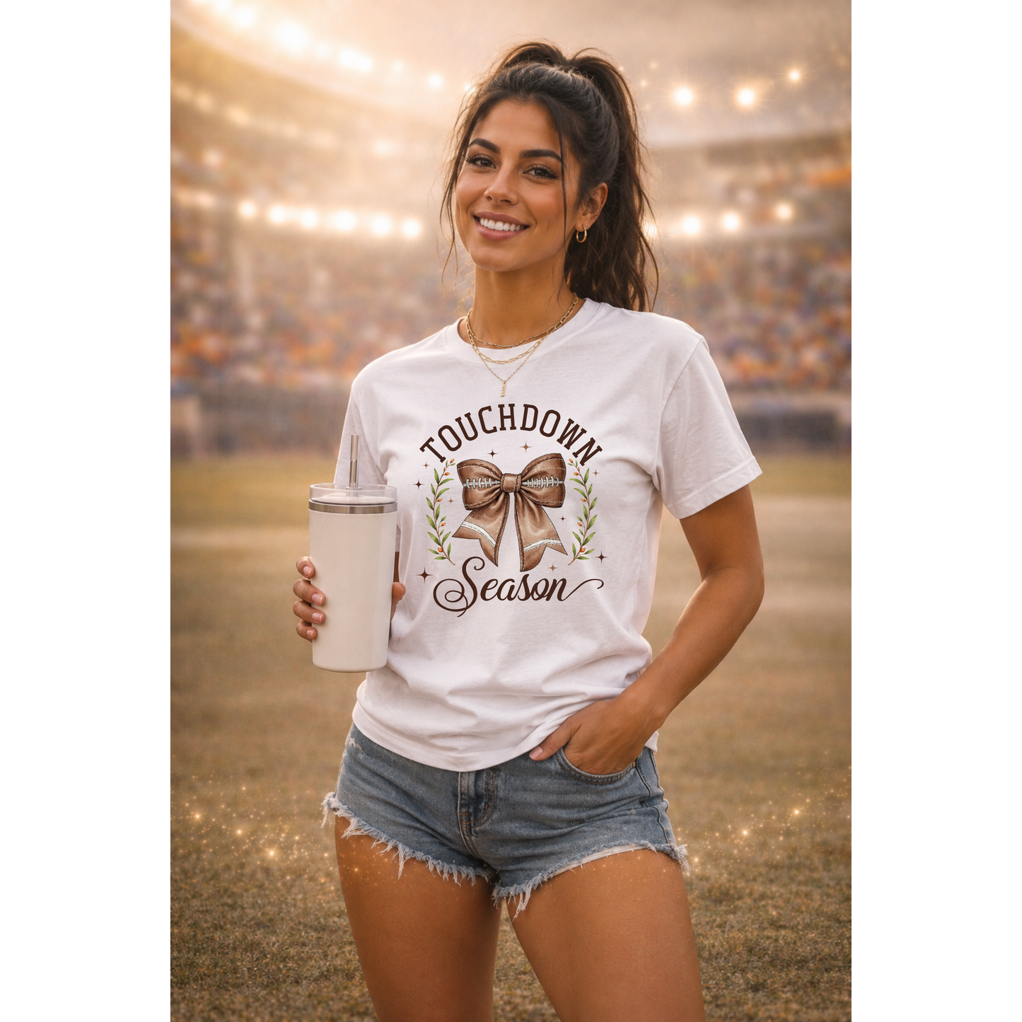 Touchdown Season Shirt | Football Bow Tee | Game Day Shirt | Football Mom Shirt | Cute Fall Football Tee