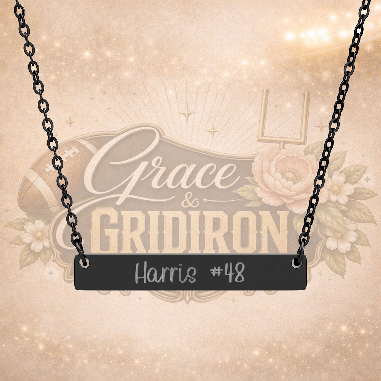 Personalized Football Mom Engraved Bar Necklace | Custom Player Name & Number Necklace | Game Day Jewelry Gift | Football Mama Keepsake