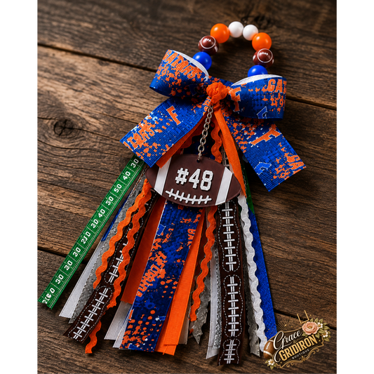 Personalized Football Tassel Charm | Custom Team Colors, Name & Player Number