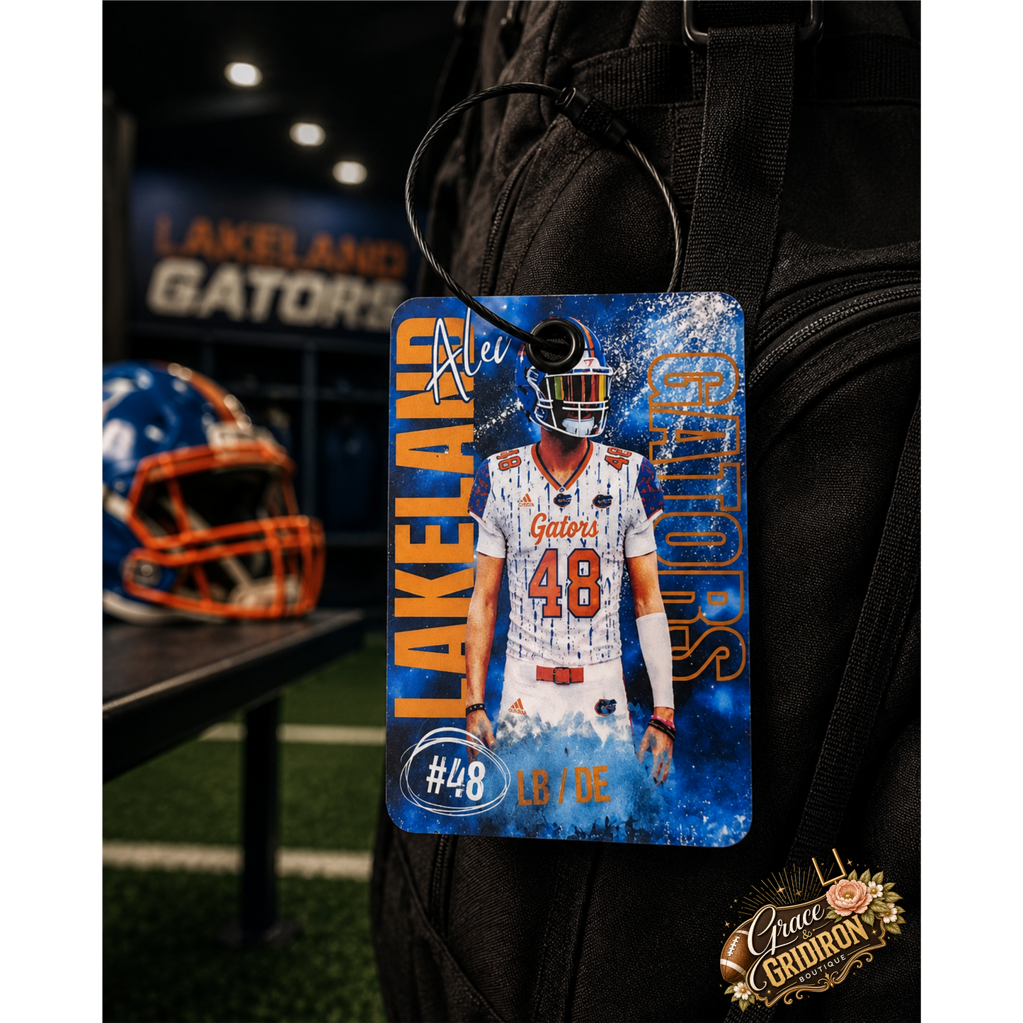 Personalized Football/Cheer Player Luggage Tag | Custom Photo, Name, Number & Team Bag Tag