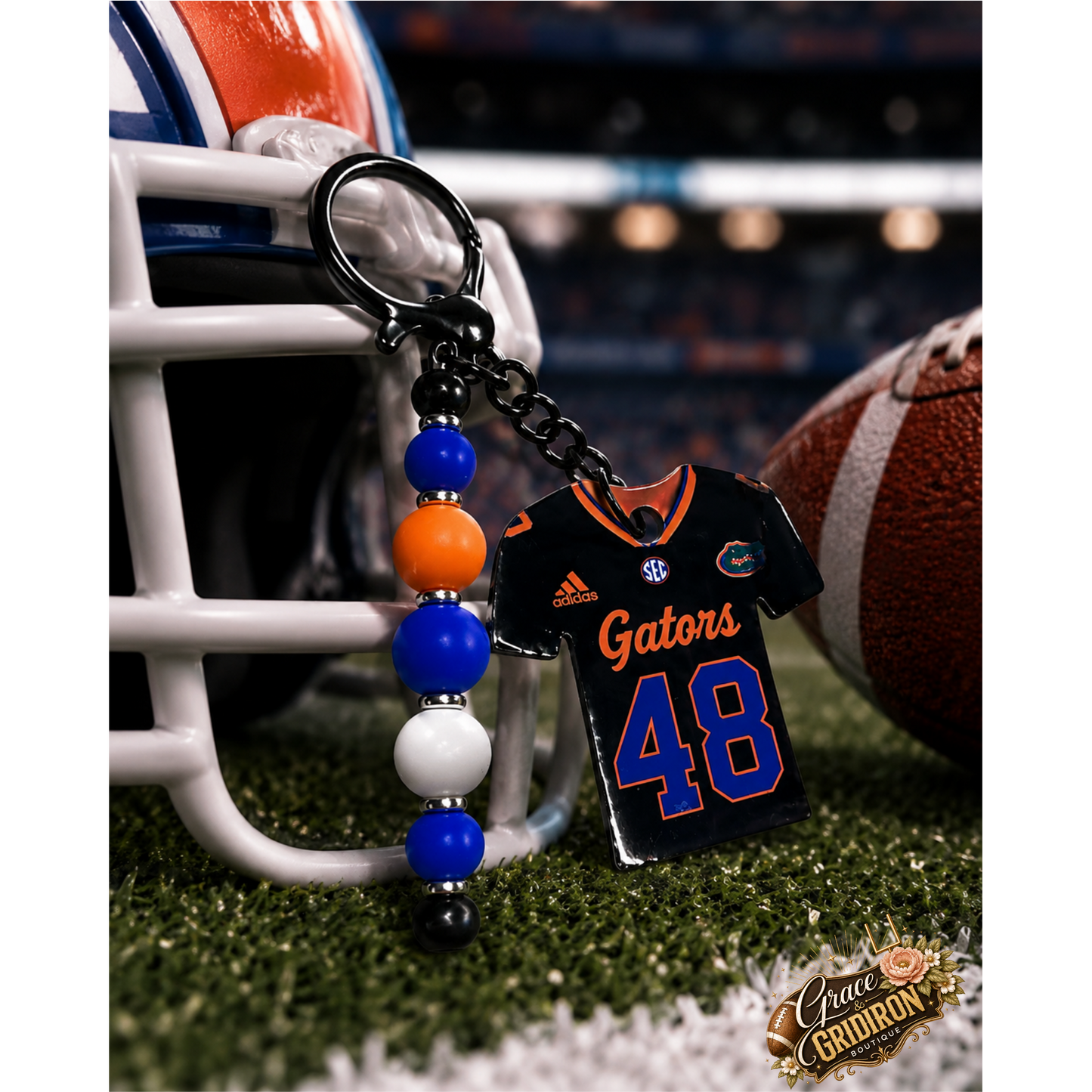Personalized Football Jersey Keychain | Custom Team Colors and Player Number