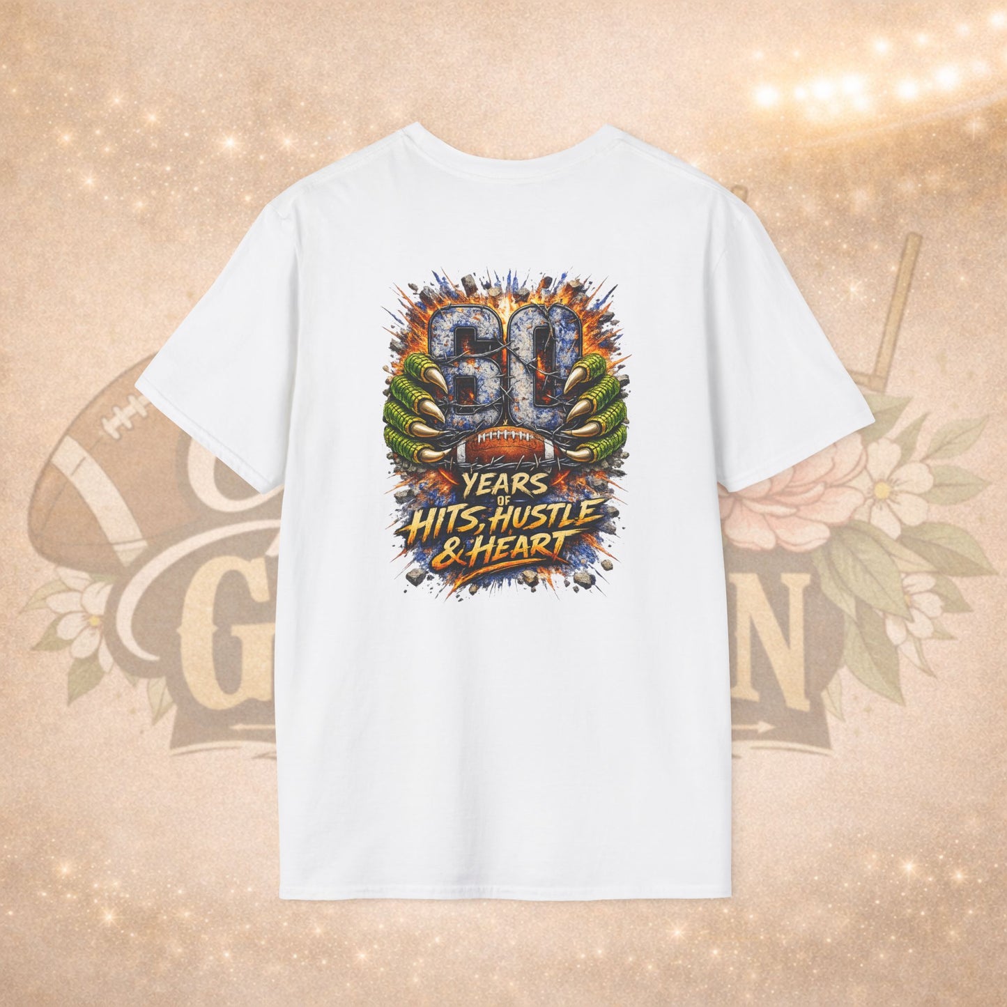 60 Years of Hits Hustle & Heart Shirt | Vintage Football Game Day Tee | Gator Pride Anniversary Graphic Shirt