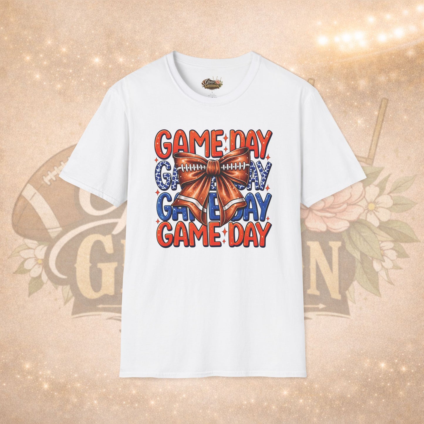 Game Day Bow Shirt | Football Game Day Tee | Cute Football Shirt | Football Mom Tee | Orange Blue Game Day Shirt