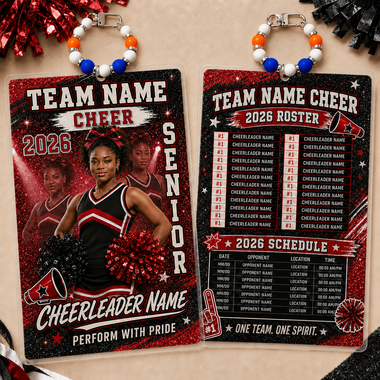 Personalized Football/Cheer Roster Tag | Custom Player Photo, Team Roster & Schedule Tag