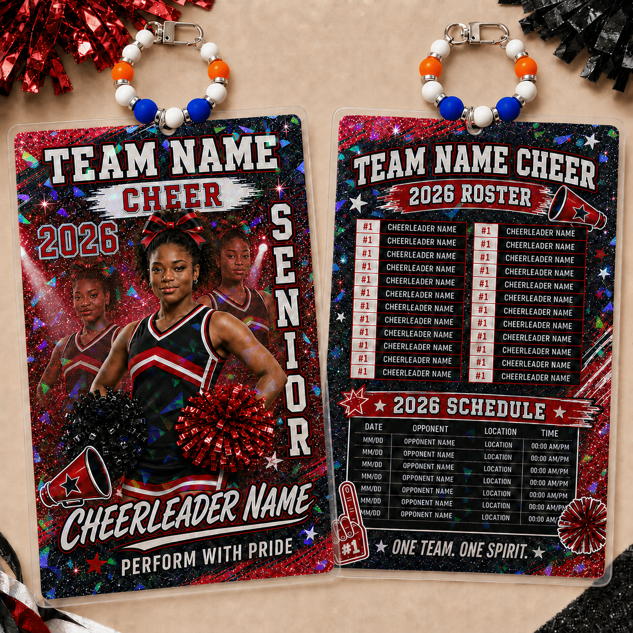 Personalized Football/Cheer Roster Tag | Custom Player Photo, Team Roster & Schedule Tag
