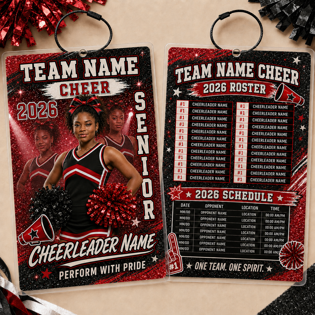 Personalized Football/Cheer Roster Tag | Custom Player Photo, Team Roster & Schedule Tag