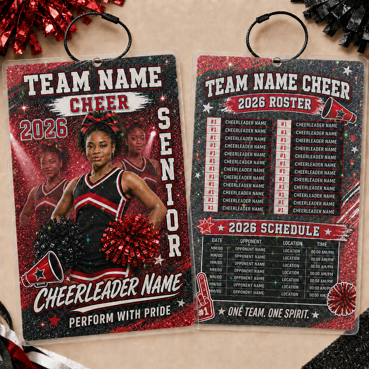 Personalized Football/Cheer Roster Tag | Custom Player Photo, Team Roster & Schedule Tag