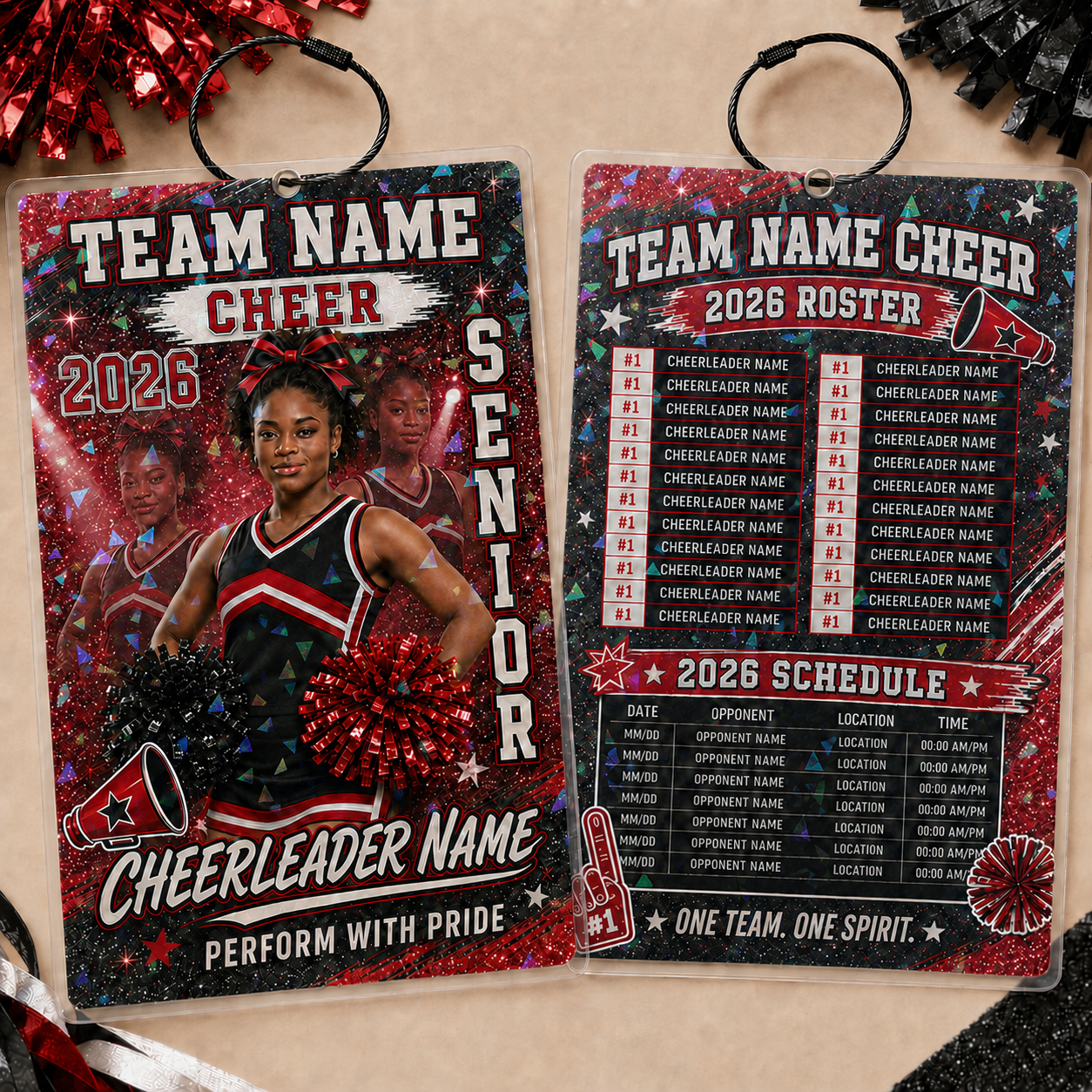 Personalized Football/Cheer Roster Tag | Custom Player Photo, Team Roster & Schedule Tag