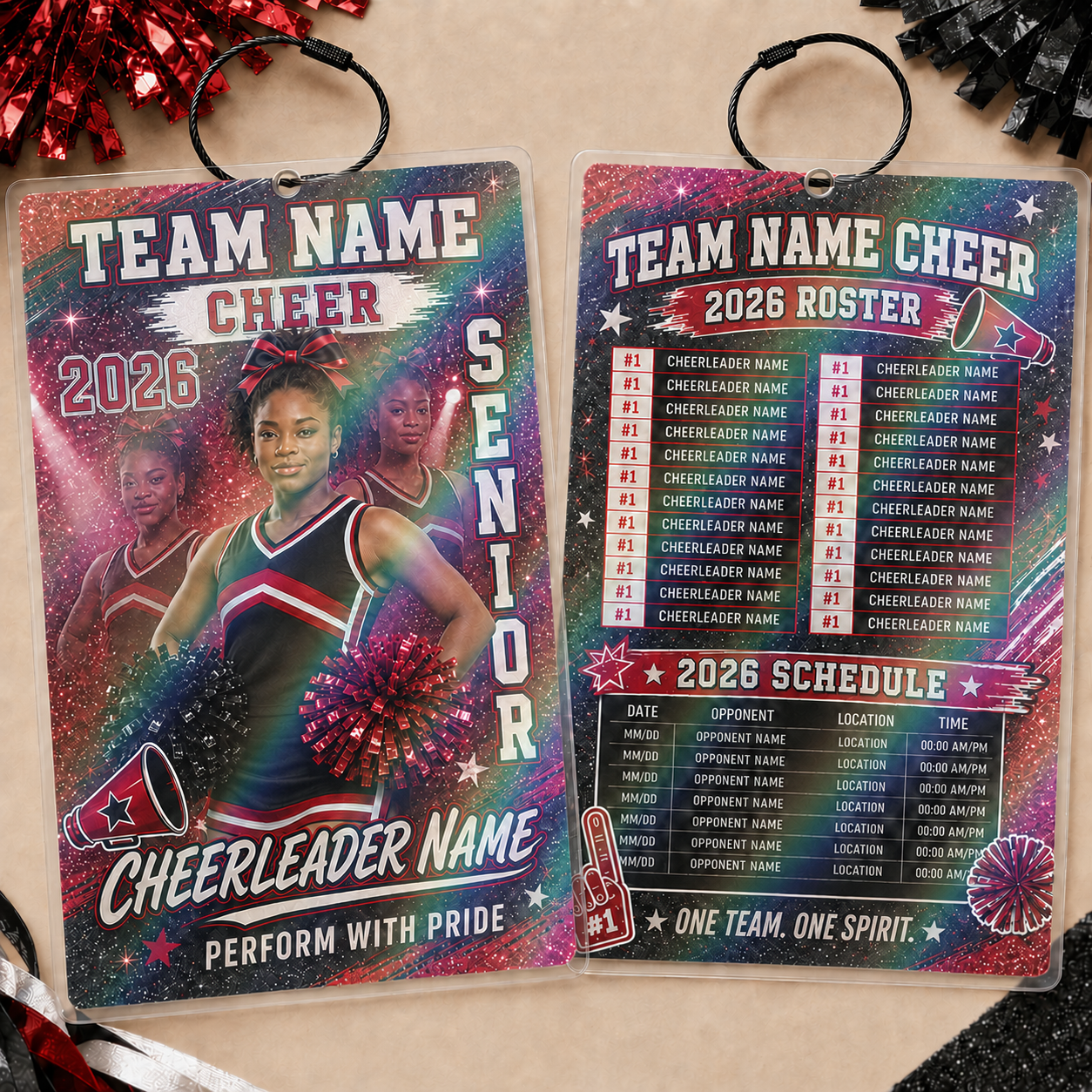 Personalized Football/Cheer Roster Tag | Custom Player Photo, Team Roster & Schedule Tag