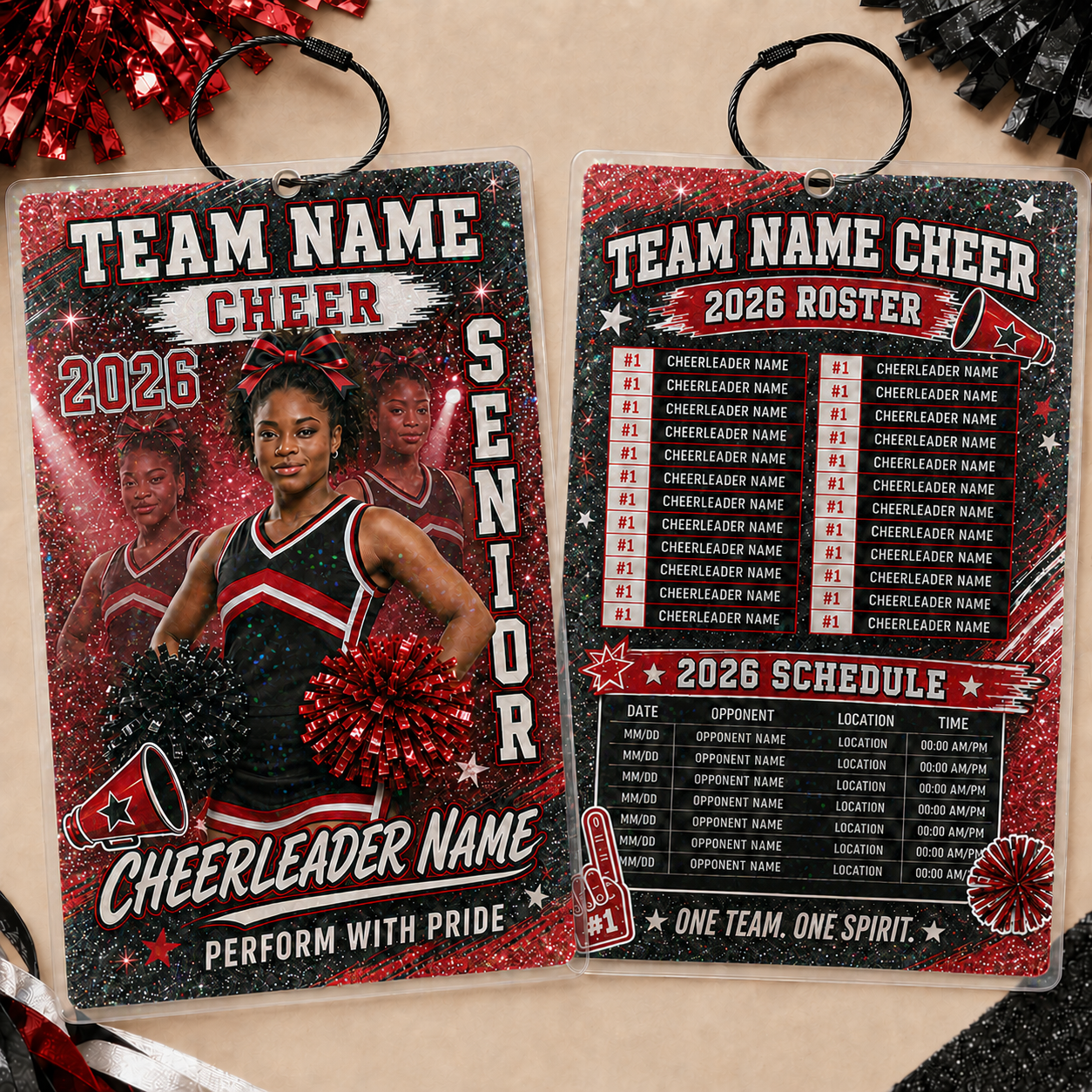 Personalized Football/Cheer Roster Tag | Custom Player Photo, Team Roster & Schedule Tag