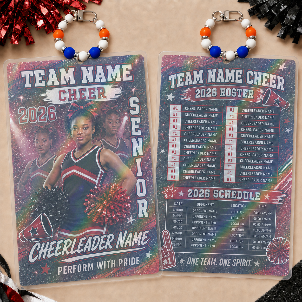 Personalized Football/Cheer Roster Tag | Custom Player Photo, Team Roster & Schedule Tag