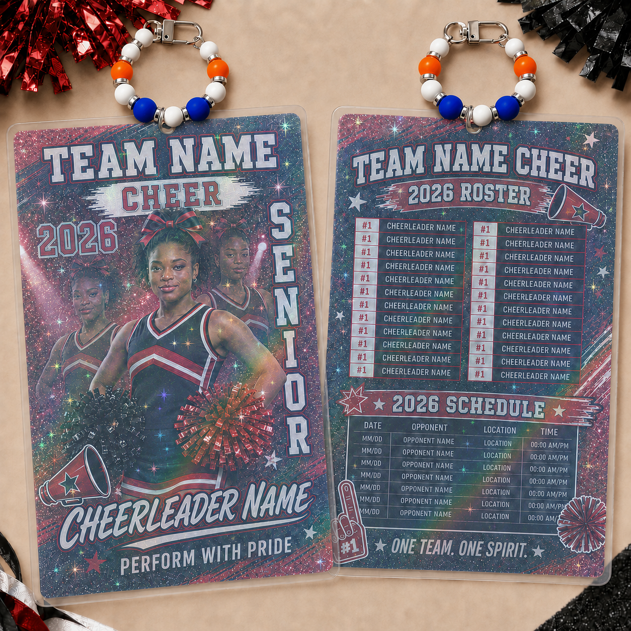 Personalized Football/Cheer Roster Tag | Custom Player Photo, Team Roster & Schedule Tag