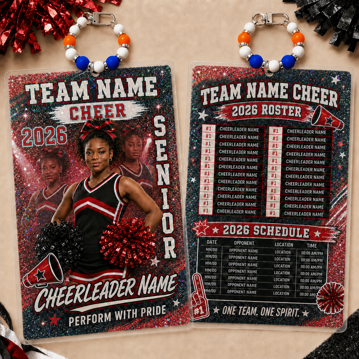 Personalized Football/Cheer Roster Tag | Custom Player Photo, Team Roster & Schedule Tag