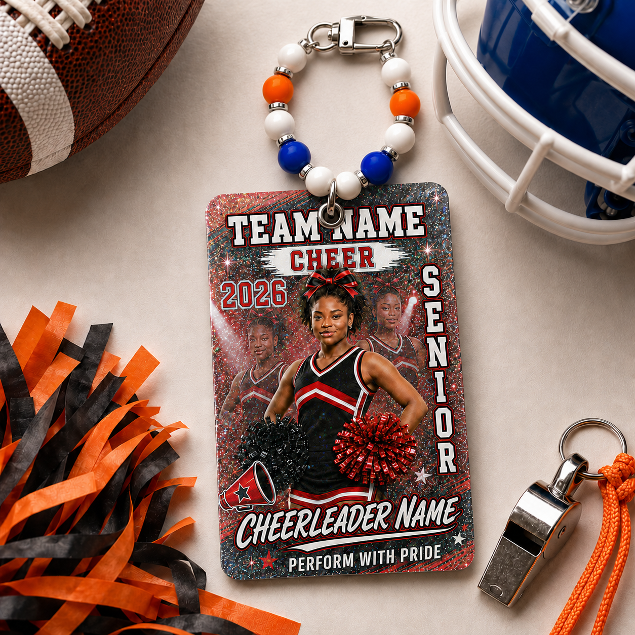 Personalized Football/Cheer Player Luggage Tag | Custom Photo, Name, Number & Team Bag Tag