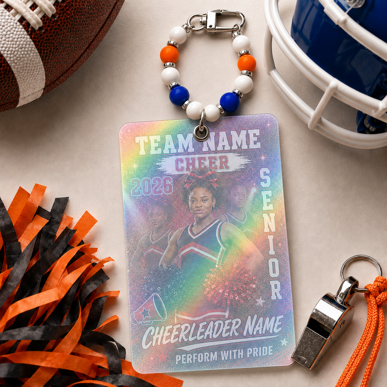 Personalized Football/Cheer Player Luggage Tag | Custom Photo, Name, Number & Team Bag Tag