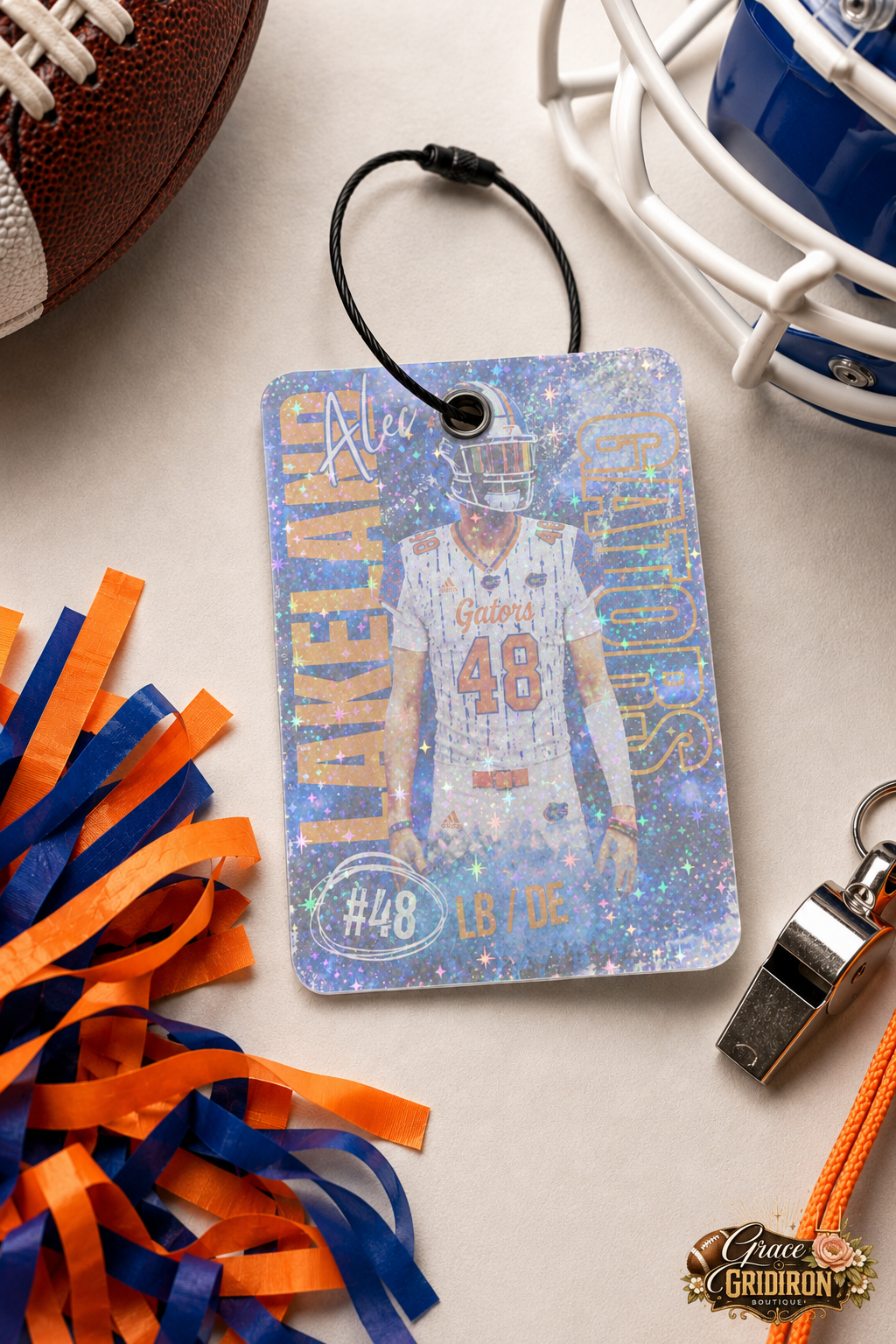 Personalized Football/Cheer Player Luggage Tag | Custom Photo, Name, Number & Team Bag Tag