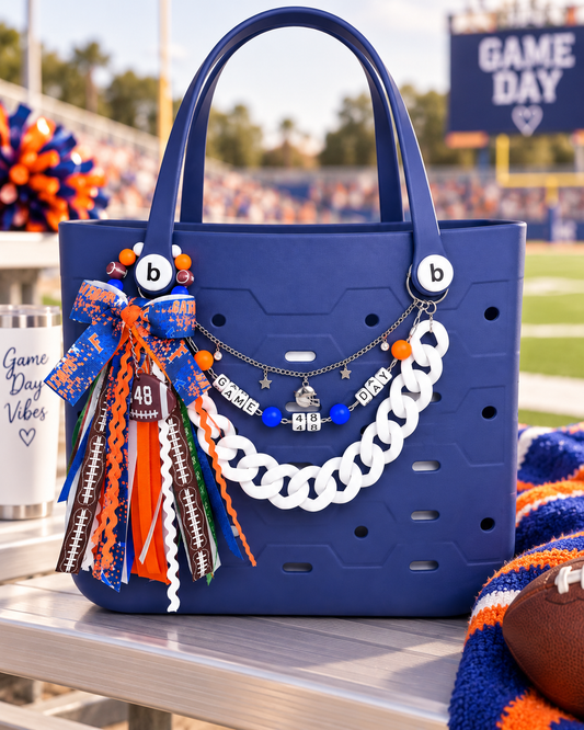 Personalized Game Day Bag Chain | Custom Football Tote Charm with Player Number & Team Colors (Copy)