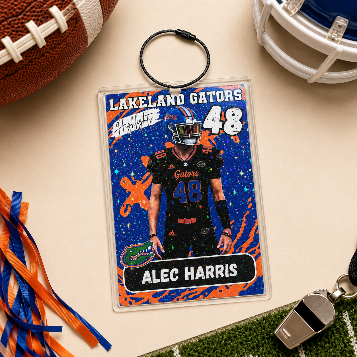 Personalized Football/Cheer Roster Tag | Custom Player Photo, Team Roster & Schedule Tag