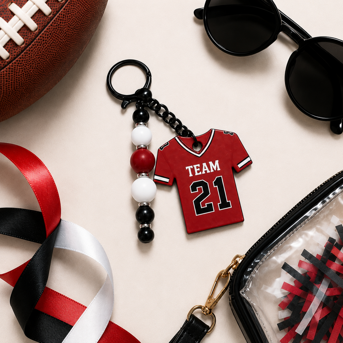 Personalized Football Jersey Keychain | Custom Team Colors and Player Number