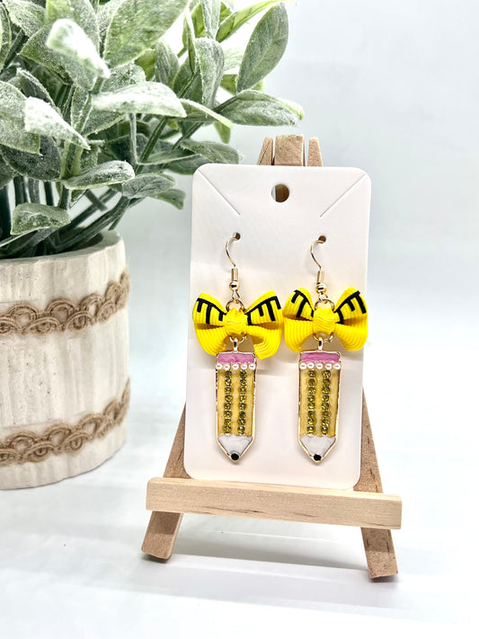 Pencil and Bow Earrings